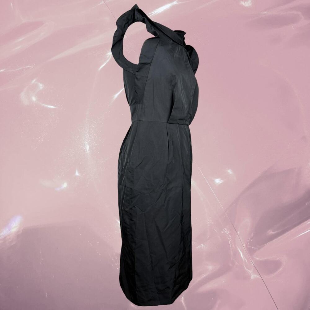 Y2K Whimsy goth Black Lida Baday sculptural dress with ruffle detail